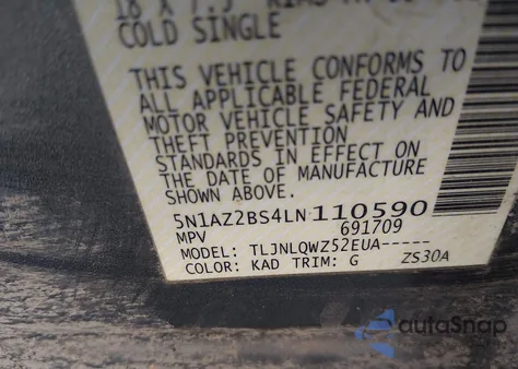 2020 Nissan Murano Sv Intelligent Awd z USA, uszkodzony, nr VIN 5N1AZ2BS4LN110590